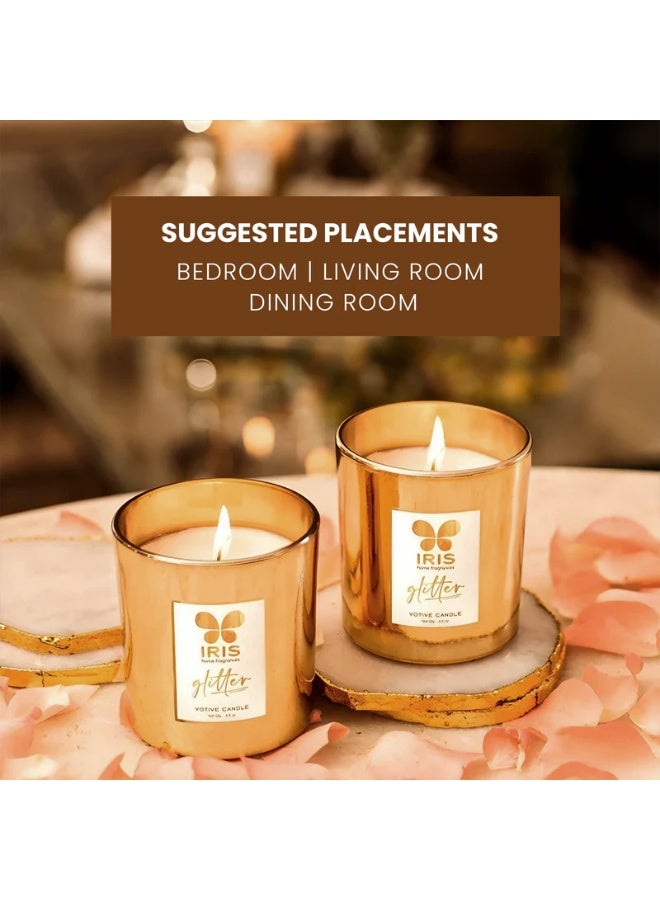 IRIS CELESTE Gold Votive Candles Set of 2 - Gold Musk Fragrance | Perfect for festivities, celebrations, gifting and even for your home decoration - Image 5